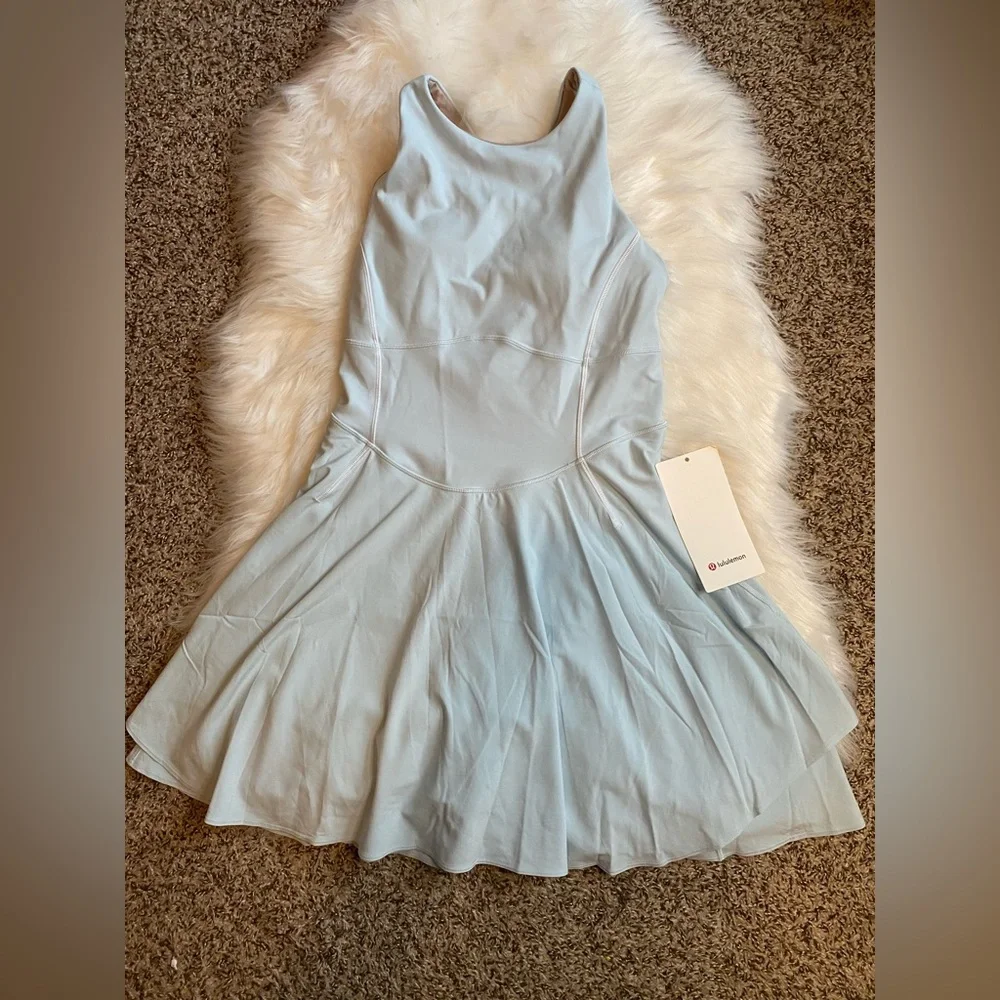 Lululemon Court Crush Tennis Dress Powder Blue/White Size 6 New